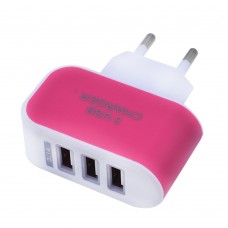 Wall Charger 3.1A 3 Univeral USB Quick Charger Power Adapter Plug for Apple Android Tablets Smartphone - Rose